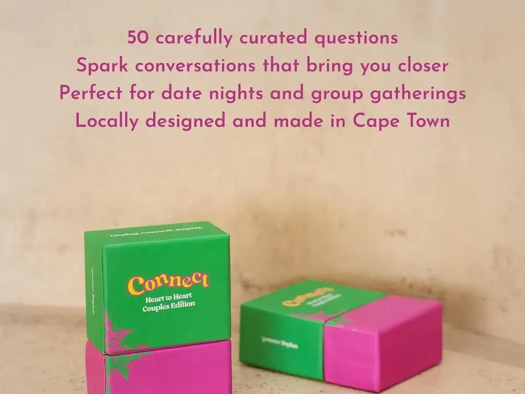 Connect Cards - 50 conversation cards for couples in pink and green packaging